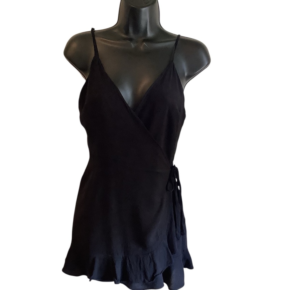 Honey Belle Black Wrap Dress with Shorts Underneath & Ruffle Hem WORN ONCE